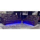 Vegas Brown 3 + 2 Leathaire Electric Recliners With Reading Lights Floor Lighting Wireless Charger Usb And Cup Holders