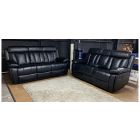 Cairo 3 + 2 Black Leatheraire Manual Recliner Sofa Set With Drinks Holders