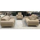 2 + 2 + 1 Morgan New Trend Electric Recline And Electric Headrests With Chrome Legs And Coffee Aqua Clean Extreme Fabric Ex-Display Showroom Model 50999