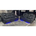 Atlanta Grey 32 Leather Electric Recliners With Reading Lights Floor Lighting Usb Cup Holders And Storage