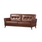 Capri 3 + 2 Seater Saddle Brown Leather Sofa Set With Wooden Legs