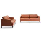 Jasper 3 + 2 Seater Tan PU Sofa Set With Metal Legs