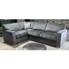 Chicago Lhf Grey Plush Velvet Corner Sofa With Chrome Legs Ex-Display 51172