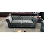 Chesterfield Infinity 3 + 2 Seater Grey Plush Velvet Sofa Set With Wooden Legs