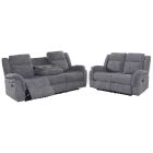 Hampton Grey 3 + 2 Fabric Manual Recliner Sofa Set With White Stitching