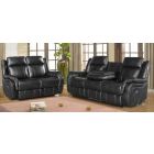 Hampton Leathaire Black 3 + 2 Seater Manual Recliner Sofa Set With Drinks Holders