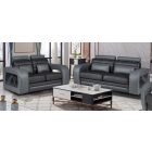 Ibby Grey And Black Seats Bonded Leather 3 + 2 Sofa Set 