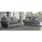 Verona Grey Formal Back 3 + 2 Fabric Sofa Set With Chrome Legs