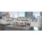 Mane Grey Fabric 3 + 2 + 1 Sofa Set Plush Velvet With Chrome Legs