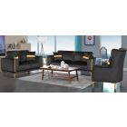 Mane Black Fabric 3 + 2 + 1 Sofa Set Plush Velvet With Chrome Legs