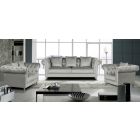 Mia Grey Plush Velvet 3 + 2 + 1 Sofa Set With Studded Arms And Chrome Legs
