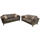 Blake 3 + 2 Brown Fabric Sofa With Wooden Legs And Scatter Cushions - Other Colours Available