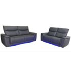 Carrera 3 + 2 Grey Fabric Electric Recliners With Base LED Lighting And Usb And Usb-C