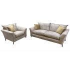 Fraser 3 + 1 Infinity Pearl Fabric With Romance Gold Scatter Cushions - Gold Trim Arms And Metal Legs - Other Combinations Available
