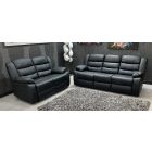 Roman Black Recliners Leather Sofa Set 3 + 2 Seater Bonded Leather