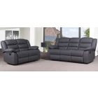 Roman Grey Bonded Leather 3 + 2 + 1 Sofa Set Manual Recliner