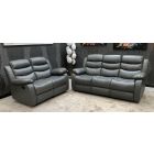 Roman Grey Bonded Leather 3 + 2 + 1 Sofa Set Manual Recliner