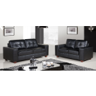 Rose Black Leather 3 + 2 Square Arm Sofa Set