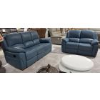 Serena Blue Reclining 3 + 2 Seater Leather Sofa Set