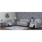 Serena Pearl Grey Reclining 3 + 2 Seater Leather Sofa Set - Delivery In 7 Weeks