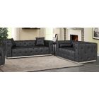 Shawn Black Bonded Leather 3 + 2 Sofa Set With Chrome Base