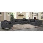 Shawn Black Bonded Leather 3 + 2 + 1 Sofa Set With Chrome Base