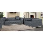 Shawn Grey Bonded Leather 3 + 2 Sofa Set With Chrome Base