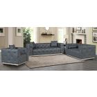 Shawn Grey Bonded Leather 3 + 2 + 1 Sofa Set With Chrome Base