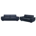 Sline Black Bonded Leather 3 + 2 Sofa Set With Chrome Legs