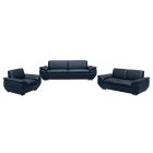 Sline Black Bonded Leather 3 + 2 + 1 Sofa Set With Chrome Legs