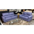 Winona Lavender Semi Aniline Newtrend 3 + 2 Leather Sofa Set With Chrome Feet, Available for delivery in 8 weeks