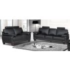 Texas Black Bonded Leather 3 + 2 Sofa Set With Wooden Legs
