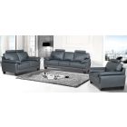 Texas Grey Bonded Leather 3 + 2 + 1 Sofa Set With Wooden Legs