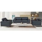 Texas Grey Bonded Leather 3 + 2 + 1 Sofa Set With Adjustable Headrests And Chrome Legs