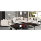 Troy Cream Fabric 3 + 2 + 1 Sofa Set Plush Velvet With Chrome Legs