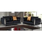 Troy Black Fabric 3 + 2 Sofa Set Plush Velvet With Chrome Legs