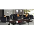 Troy Black Fabric 3 + 2 + 1 Sofa Set Plush Velvet With Chrome Legs