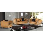 Troy Coffee Fabric 3 + 2 + 1 Sofa Set Plush Velvet With Chrome Legs