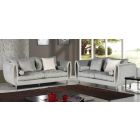 Troy Grey Fabric 3 + 2 Sofa Set Plush Velvet With Chrome Legs