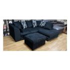 Zina Fabric RHF Black Scatter Back Corner Sofa With Footstool