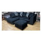 Zina Fabric LHF Black Scatter Back Corner Sofa With Footstool