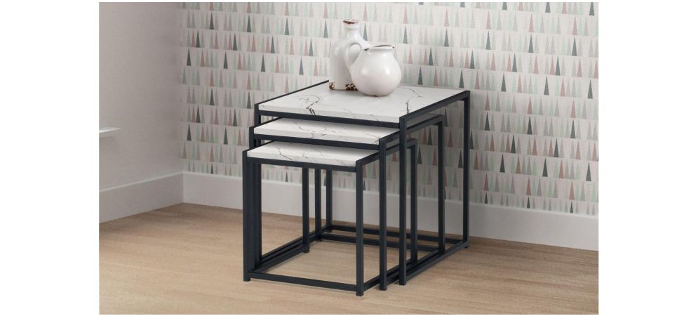 Set of 3 marble effect nest of tables clearance