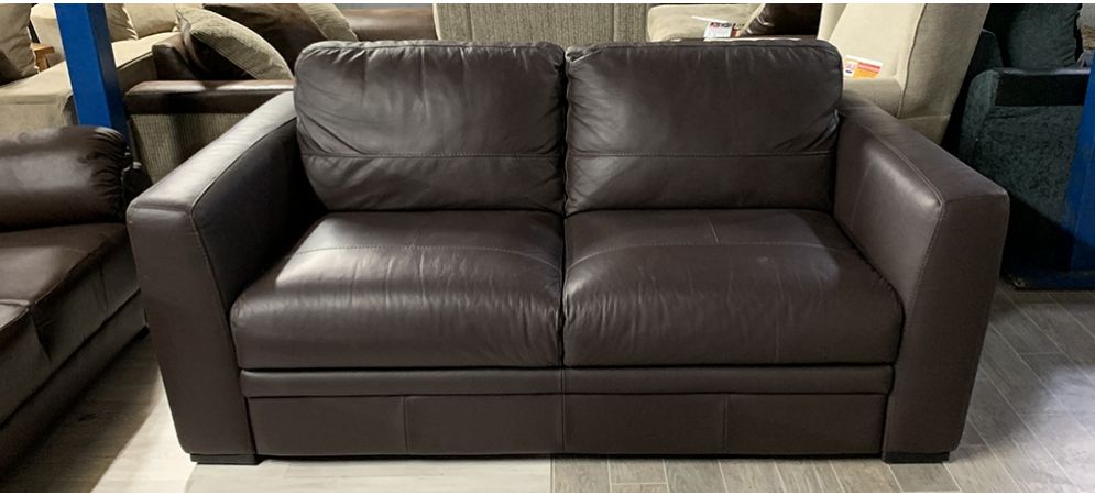 Sisi Italia Semi Aniline Leather Sofa 2, Small Brown Leather Sofa