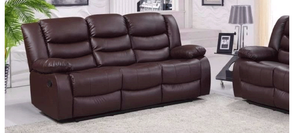 Roman Brown Recliner Leather Sofa 3