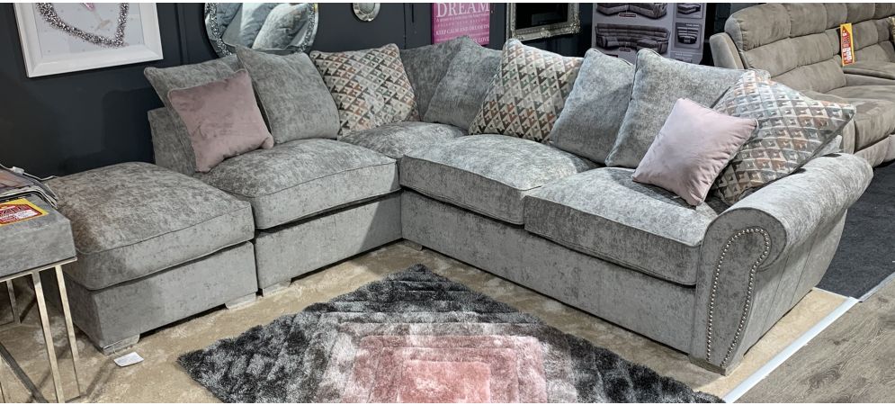 Flair Grey Lhf Fabric Corner Sofa With, Dylan Leather Corner Sofa With Chaise