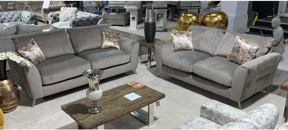Grey sofa with silver new arrivals legs