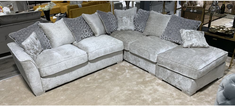 Wimslow Grey RHF Fabric Corner Sofa With Scatter Back And Chrome