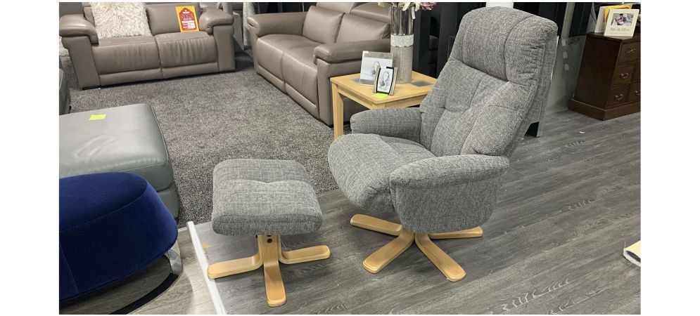 Grey armchair and footstool deals