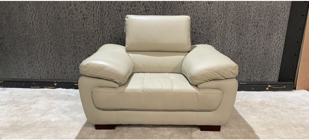 Valencia Cream Leather Armchair With Adjustable Headrest And Wooden Legs Few Seam Scuffs See Images Ex Display Showroom Model 47160 Sofa World Valencia Cream Leather Armchair With, Balencia Leather Sofa