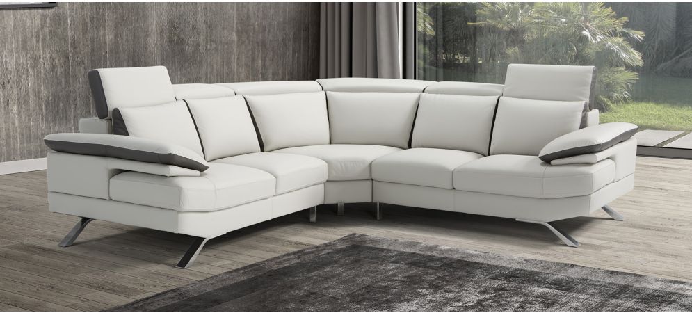 White leather sofa shop with chrome legs